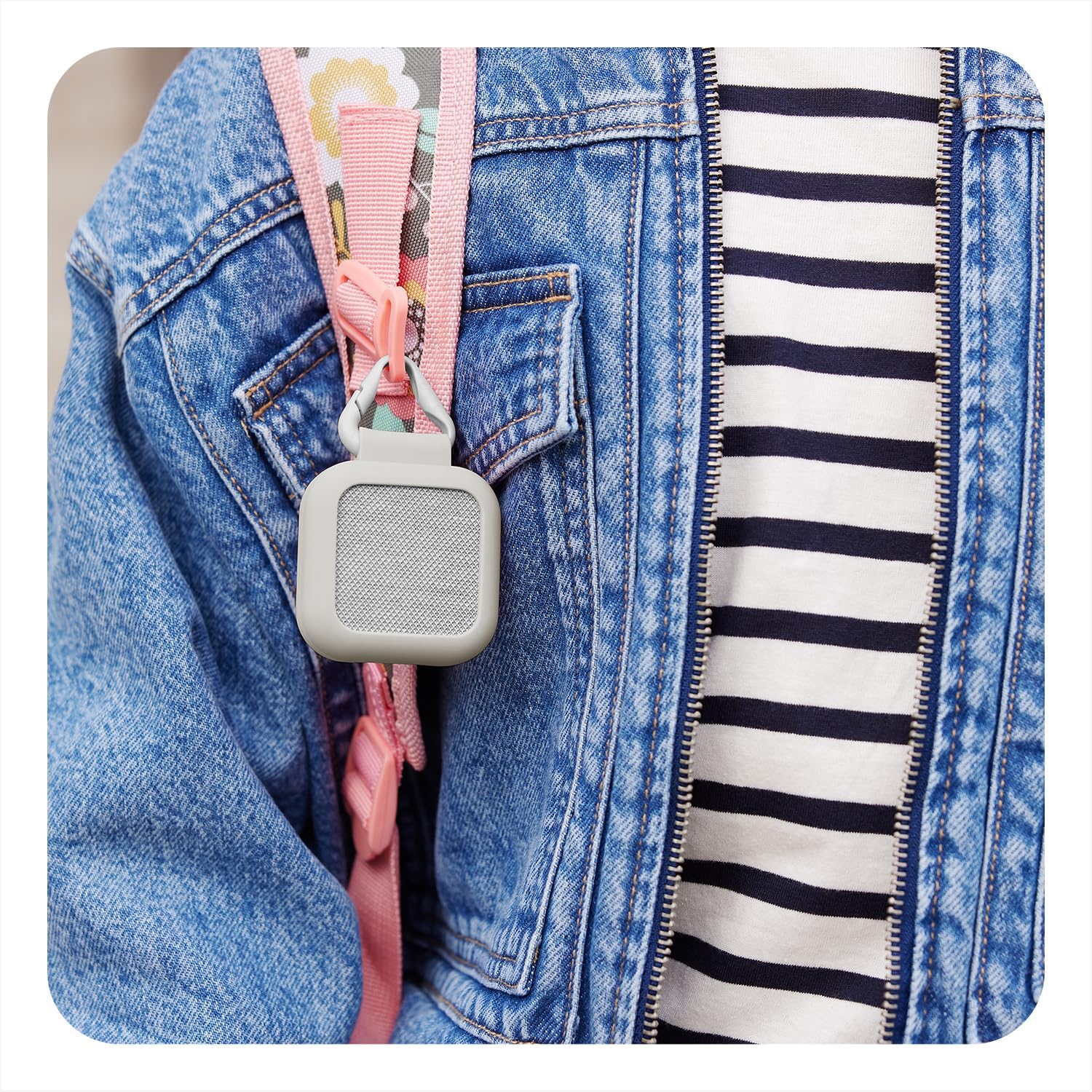 BoT Talk case attached to a backpack